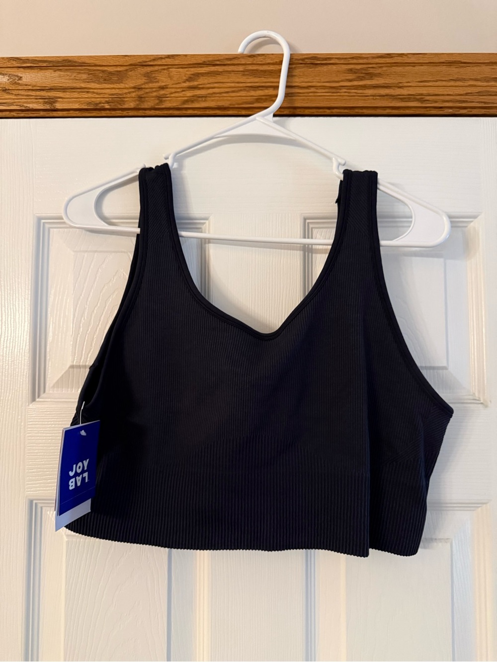 JoyLab Ribbed longline bra in Black